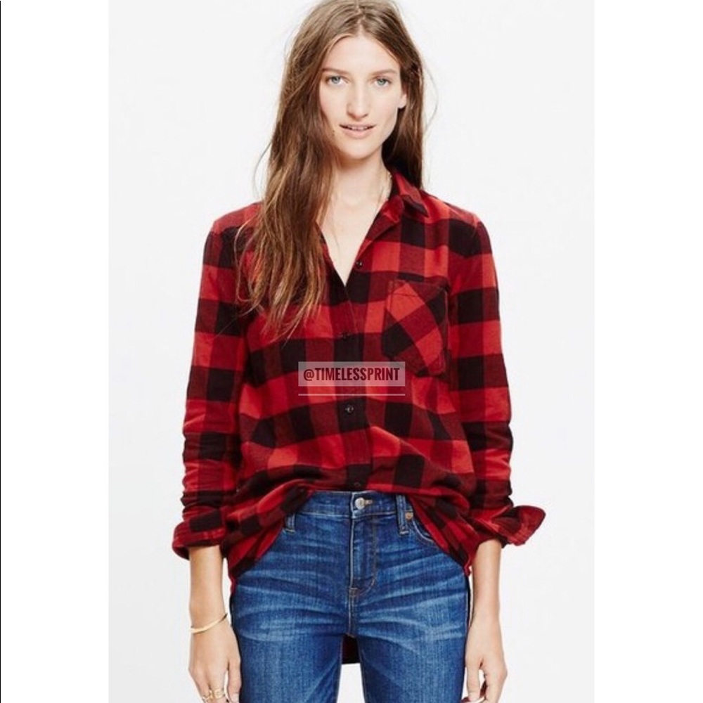 Madewell Black/Red Buffalo Plaid Button Down Shirt